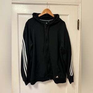 Black Adidas Hoodie with white stripes - XL